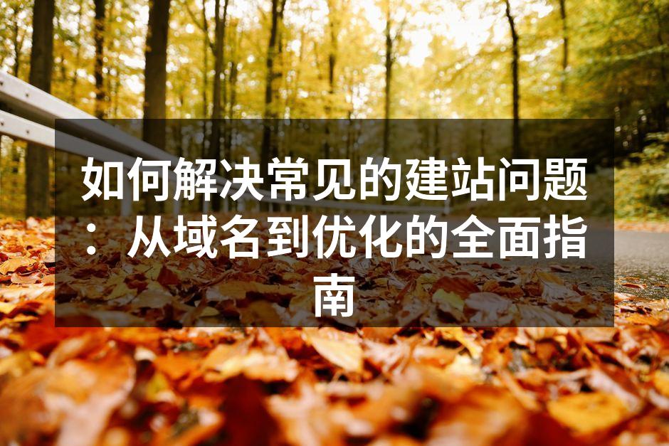 如何解决常见的建站问题：从域名到优化的全面指南